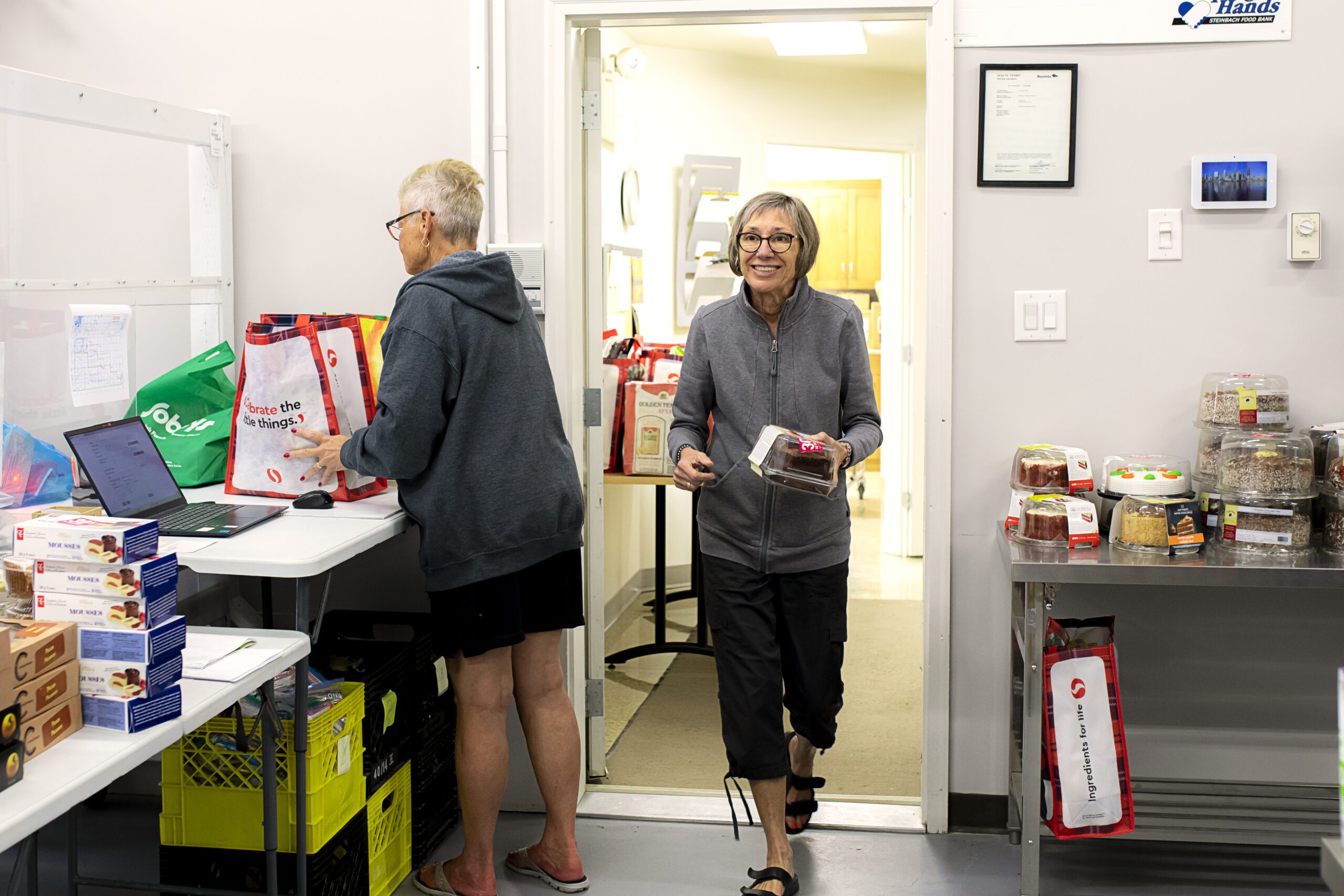 Food and supplies on shelves